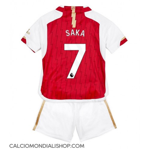 Maglie da calcio Arsenal Bukayo Saka #7 Prima Maglia Bambino 2023-24 Manica Corta (+ Pantaloni corti)